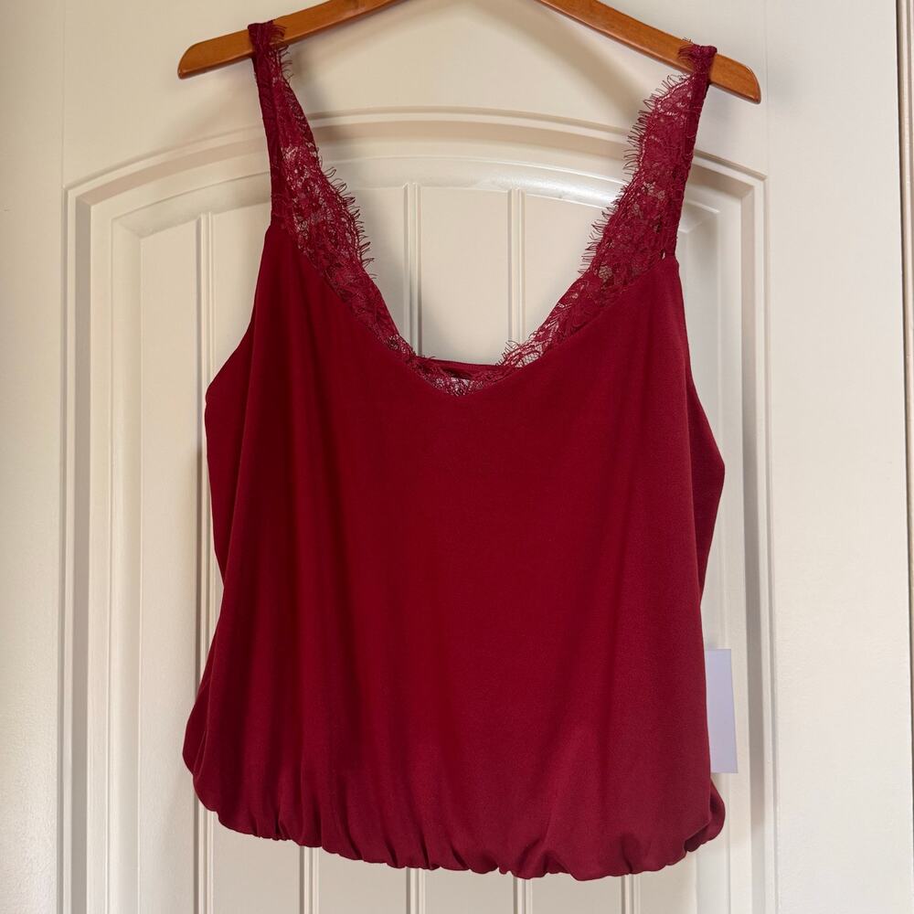 Lola Grace Whimsical Boho Indie Eyelash Lace Vintage Bubble Waist Burgundy Sz Lg
